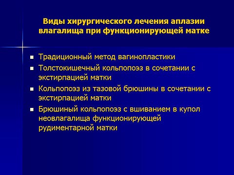 Виды хирургического лечения аплазии влагалища при функционирующей матке